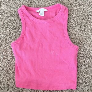 H&M Pink Ribbed Crop Tank Top